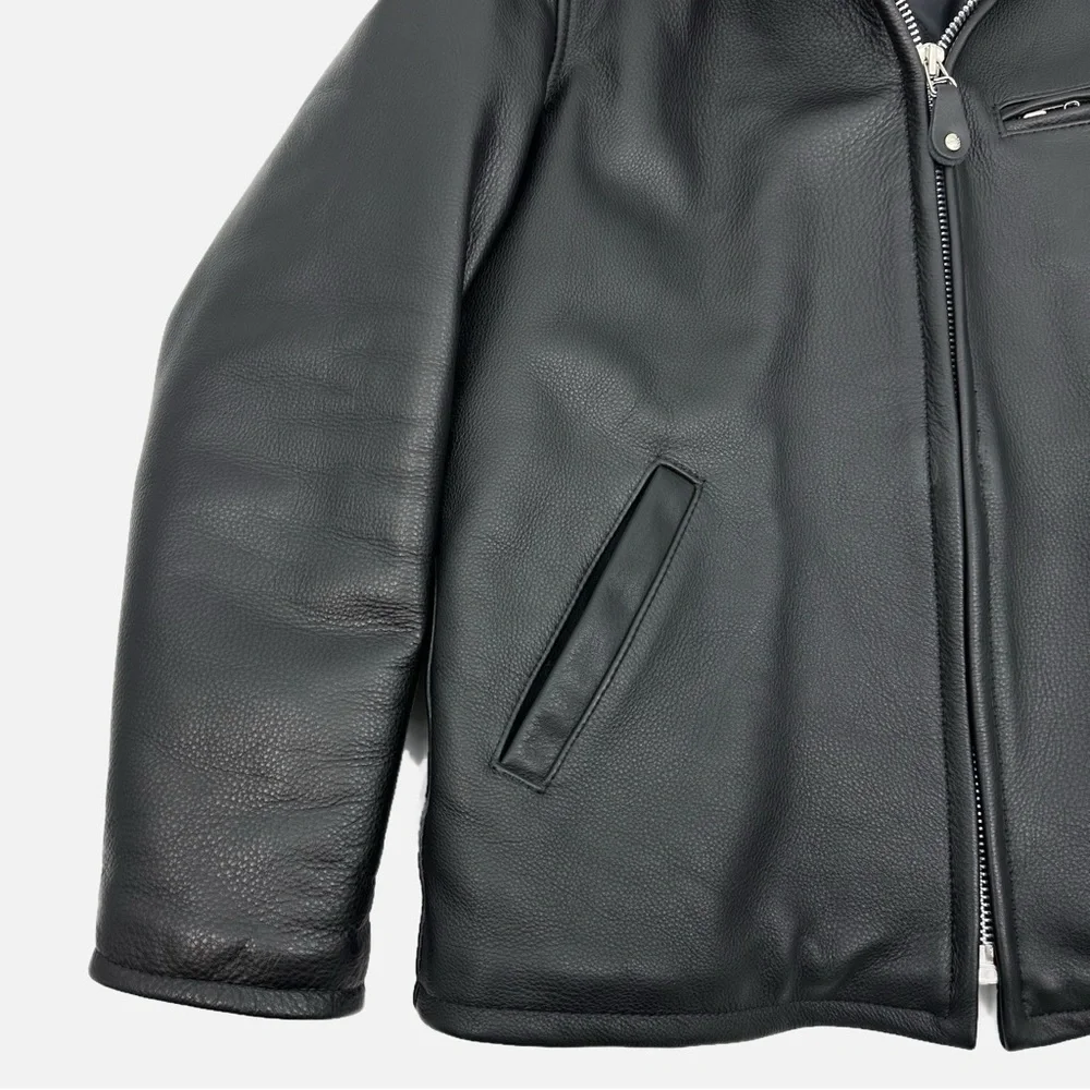 Schott NYC Black Leather Jacket Size 40/Medium - Made in USA - Picture 4 of 15